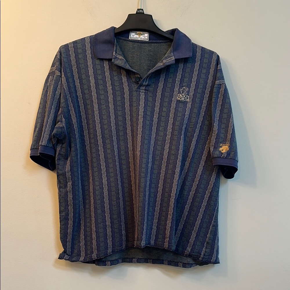 Descente x Troon North Golf Polo - Men’s L -Vertical Stripe